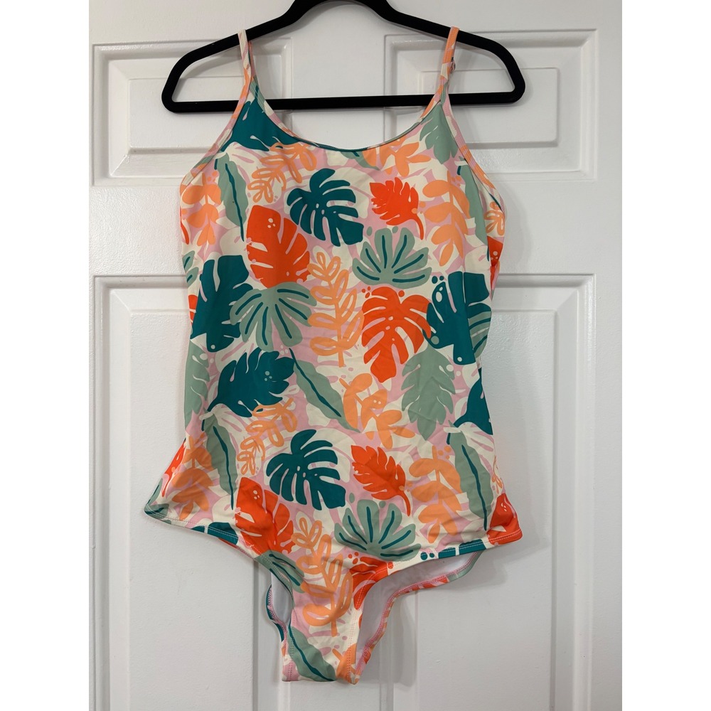 Serra | Tropical Palm Leaf One Piece  plus size Swimsuit | XXL || Pink